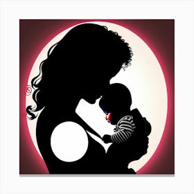Silhouette Of A Mother And Child Canvas Print