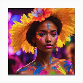 Colorful Woman At A Party Canvas Print