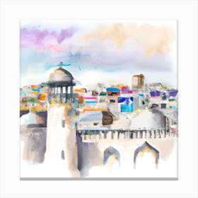 Watercolor Of A City Canvas Print