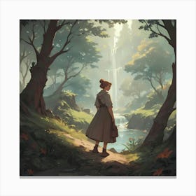 Girl In The Forest Canvas Print