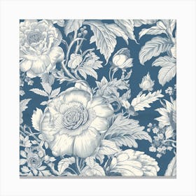 Floral Wallpaper In Blue And White Canvas Print