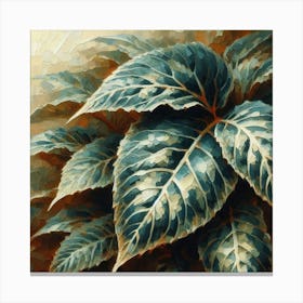 Blue Leaf Painting Canvas Print