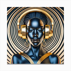 Woman With Headphones 65 Canvas Print