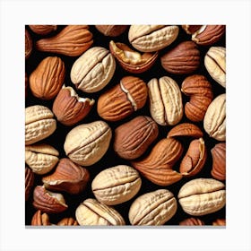 Walnuts On Black Background Canvas Print