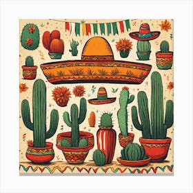 Mexican Cactus Set 1 Canvas Print