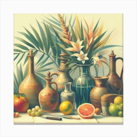 Vases And Fruit Canvas Print