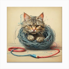 Cat In A Nest Canvas Print