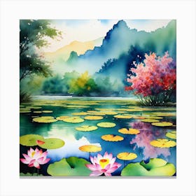 Water Lily Painting 2 Canvas Print