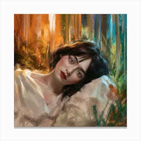 Contemplative Beauty Expressive Portrait (1) Canvas Print