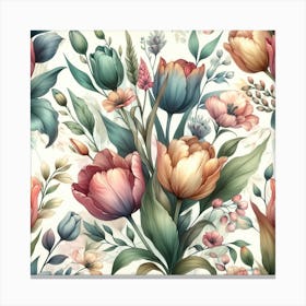 Watercolor Floral Seamless Pattern Canvas Print