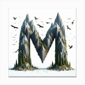 Funny Alpabet - M (Mountains) Canvas Print