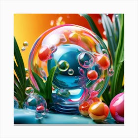 3d Bubbles Colors Dimensional Objects Illustrations Shapes Plants Vibrant Textured Spheric (2) Canvas Print