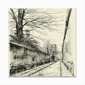 Berlin Wall Street Sketch Canvas Print