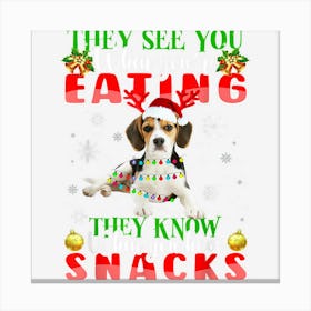 They See You Eating Christmas Reindeer Santa Beagle Canvas Print