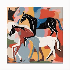 Matisse Style Three Horses Canvas Print
