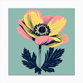 Anemone Square Flower Illustration Canvas Print