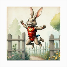 Rabbit Superhero Canvas Print