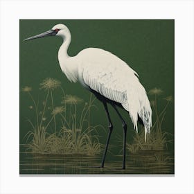 Ohara Koson Inspired Bird Painting Crane 4 Square Canvas Print