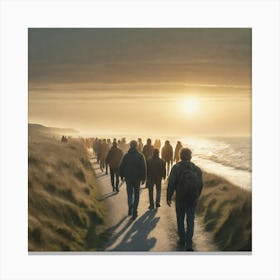 People Walking On The Beach 1 Canvas Print