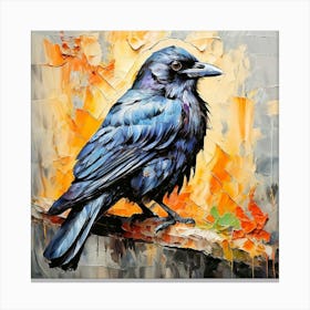 Crow painting in oil paint 1 Canvas Print