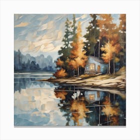 Cabin By The Lake Canvas Print