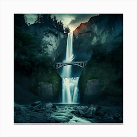 Multnomah Falls at sunset. Just one of many large waterfalls along the Columbia Gorge in Washington and Oregon (27) Canvas Print