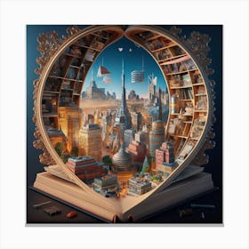 Magical Cities Seen Through Intricate Book Nook 18 Canvas Print