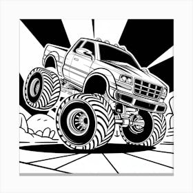 Monster Truck Coloring Page Canvas Print