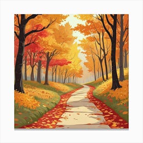 Whimsical Fall In Forest Road Art Print (1) Canvas Print