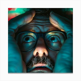 Sleepy Man With Glasses Canvas Print