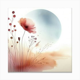 Watercolor Poppy Flower Canvas Print