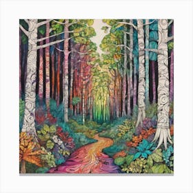 Birch Forest Path Canvas Print