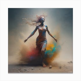 Woman In A Colorful Dress Canvas Print