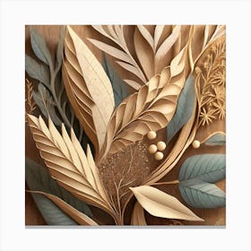 Firefly Beautiful Modern Detailed Botanical Rustic Wood Background Of Herbs And Spices; Illustration (3) Canvas Print