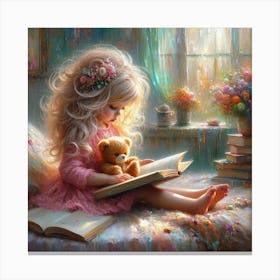 Little Girl Reading A Book 7 Canvas Print