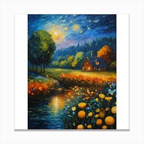 Starry Night By The River Canvas Print