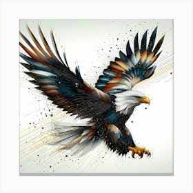 Eagle Landing in Color Drawing - Wild Bird Artwork 173 Canvas Print