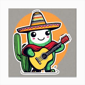 Cactus Playing Guitar 5 Canvas Print