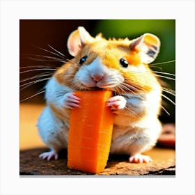 Hamster Eating Carrot Canvas Print