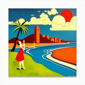 Girl At The Beach Canvas Print