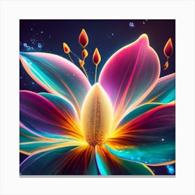 Silhouette of a fluorescent magnolia flower 5 Canvas Print