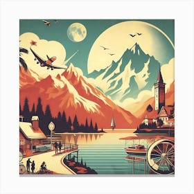 Retro Travel Poster Canvas Print