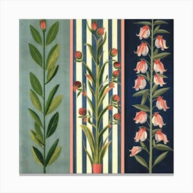 Three equal parts, each part containing a type of flowers 14 Canvas Print