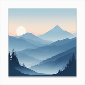 Misty mountains background in blue tone 33 Canvas Print