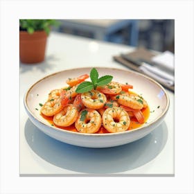 Shrimps On A Plate Canvas Print