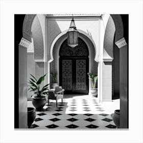 Black And White Doorway Canvas Print