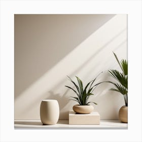 Modern Living Room With Plants Canvas Print