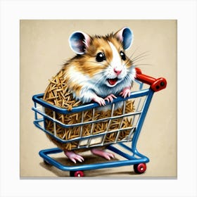 Hamster In A Shopping Cart 3 Canvas Print