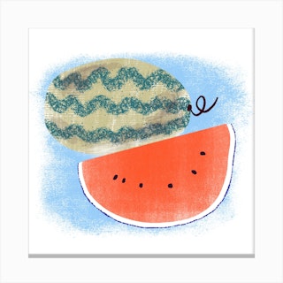 Fresh Watermelon In Summer Square Canvas Print