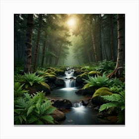 Waterfall In The Forest Canvas Print